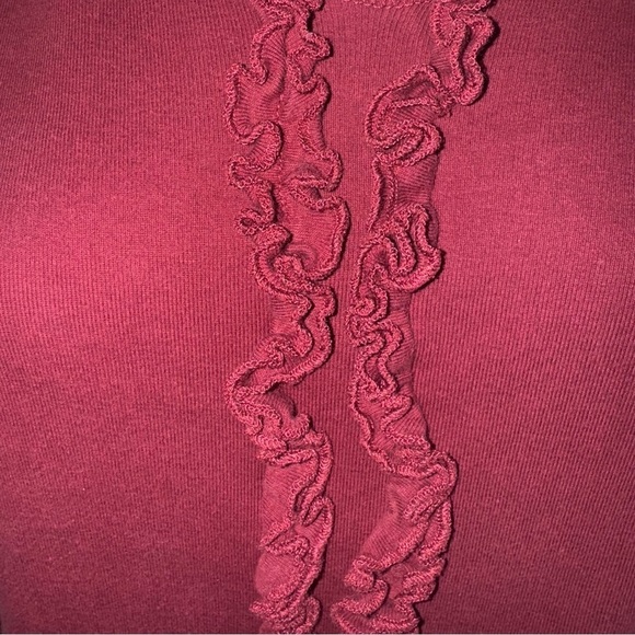Women’s Bill Blass Size Medium Long Sleeved V-NeckShirt Maroon - Picture 6 of 6